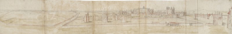 Hampton Court Palace from the North, c1550-1560. Artist: Anthonis van den Wyngaerde.