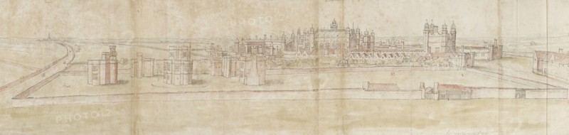 Hampton Court Palace from the North, c1550-1560. Artist: Anthonis van den Wyngaerde.