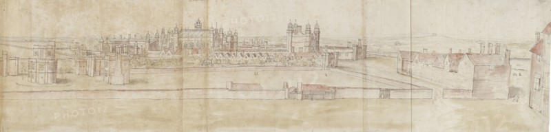 Hampton Court Palace from the North, c1550-1560. Artist: Anthonis van den Wyngaerde.