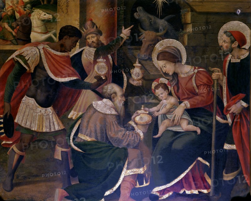 Adoration of the Magi, detail from the Altarpiece with scenes of the life of Christ on an altar o?