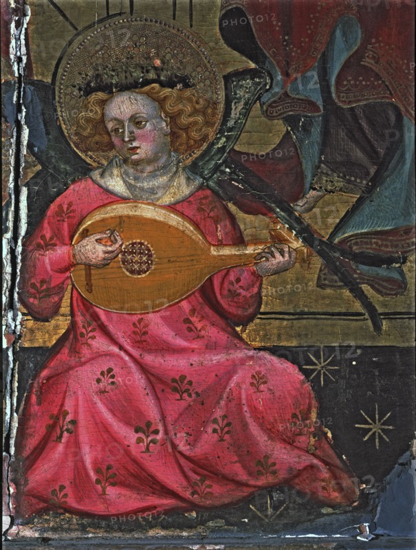 Altarpiece of Santa Maria of Santes Creus, detail of an angel musician.