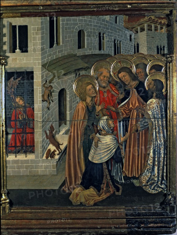Altarpiece of the Transfiguration, detail 'Healing the possessed' in the Table of the predella, 1?