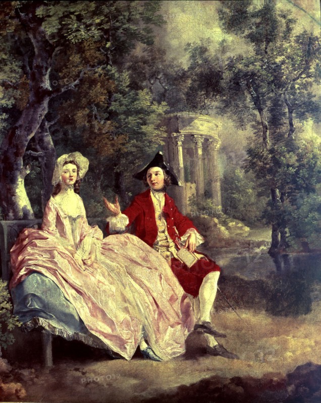 Conversation in the Park', detail of the canvas by Thomas Gainsborough.