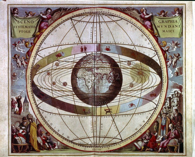 Macrocosm Harmony', engraving in the work 'Scenographia systematis mundani ptolemaici', 1661.