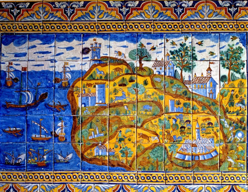 Catalan ceramic ceiling roof representing the Island of Mallorca.