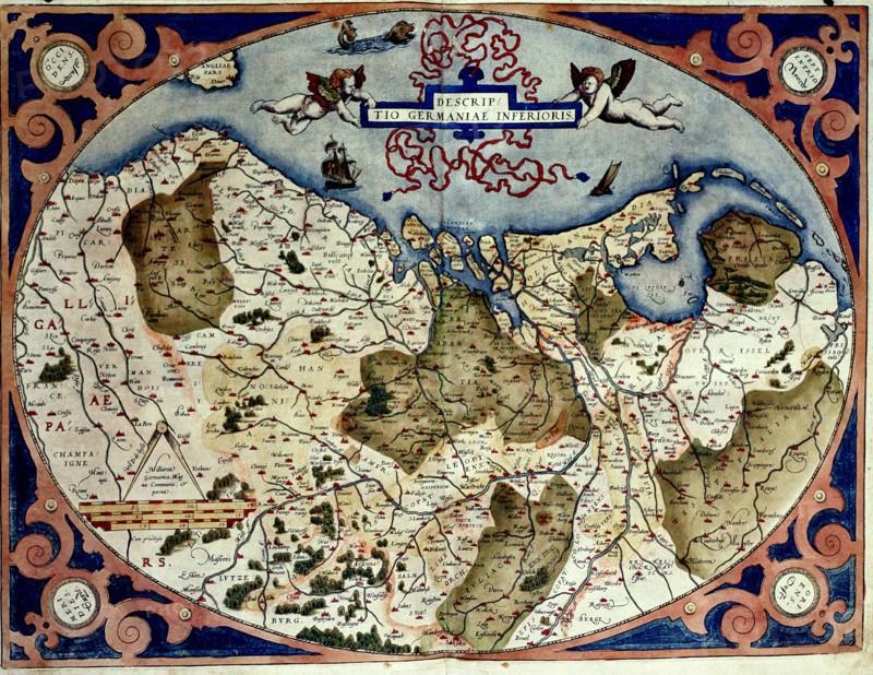'Theatrum Orbis Terrarum' by Abraham Ortelius, Antwerp, 1574, map of Germany and the present Net?