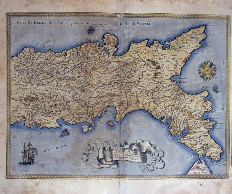 'Theatrum Orbis Terrarum' by Abraham Ortelius, Antwerp, 1574, map of the Kingdom of Naples.