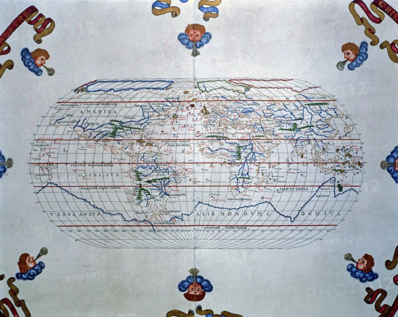 Atlas of Joan Martines, Messina, 1582. World map of the lands known in the 16th century.