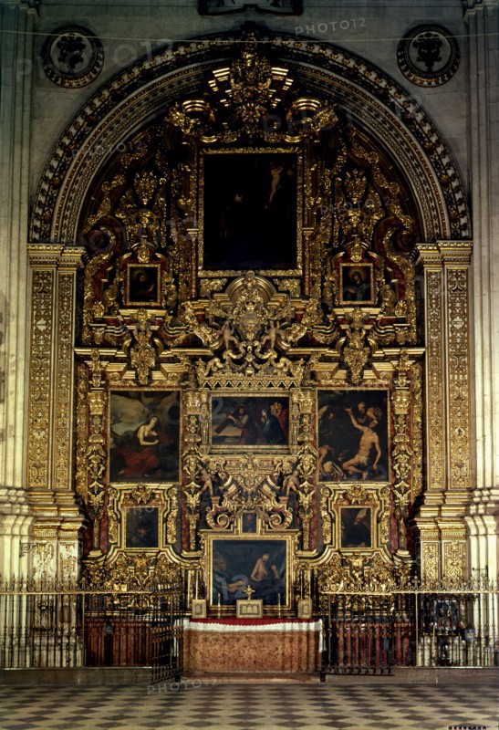 Altarpiece of Jesus Nazareno in the Cathedral of Granada. Designed in 1722 by Marcos Fernandez an?