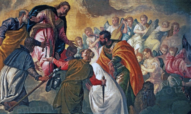Battle of Lepanto', detail of the top of the canvas by Paolo Veronese.