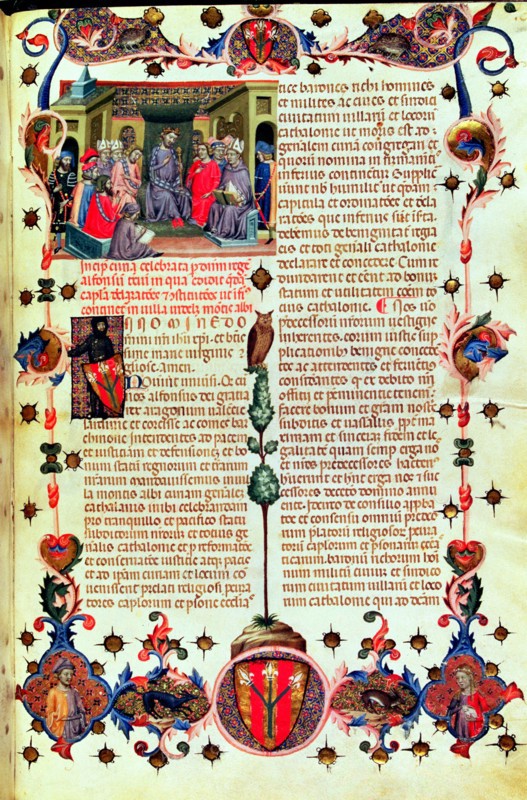 Alphonse III 'The Benign' (1327-1336) presiding the courts held in Montblanc, in 1330. Miniature ?