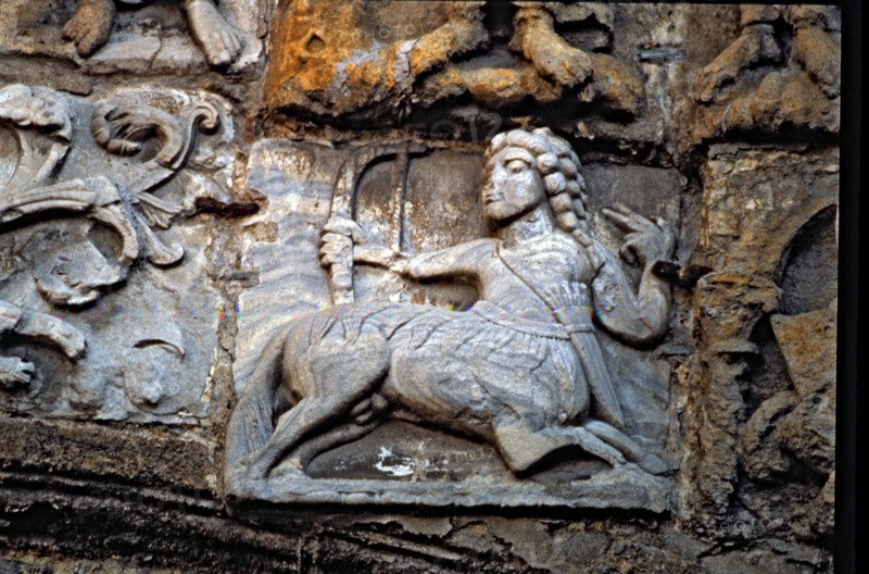 Santiago de Compostela Cathedral, façade of the Platerias: centaur (relief).