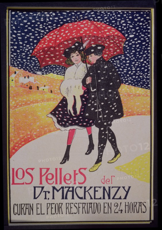 Advertising poster of the drug 'Pellets of Dr. Mackenzy', 1908.
