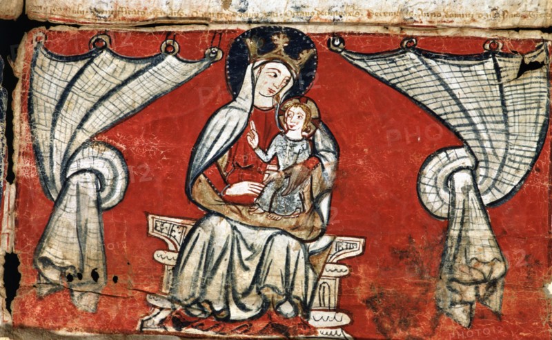 'Granting of indulgences to the Virgin of the Rodona of Vic', color illustration in a miniature ?