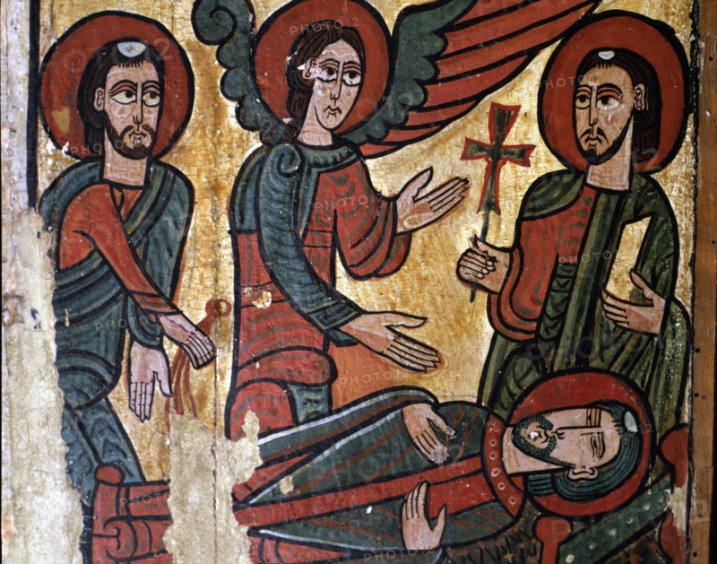 'Frontal of St. Martin of Tours', detail of the saint's death, tempera on wood. The work consist?