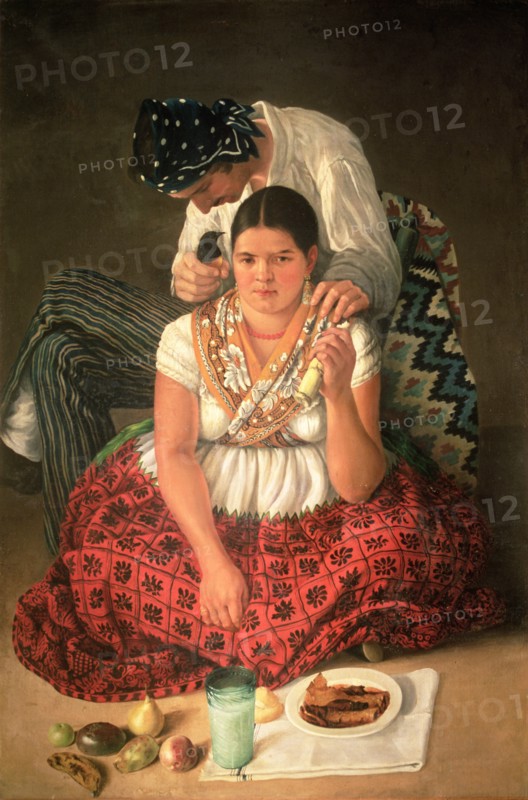'The chinaco and the china' (The plebs), oil Painting by Jose Agustin Arrieta.