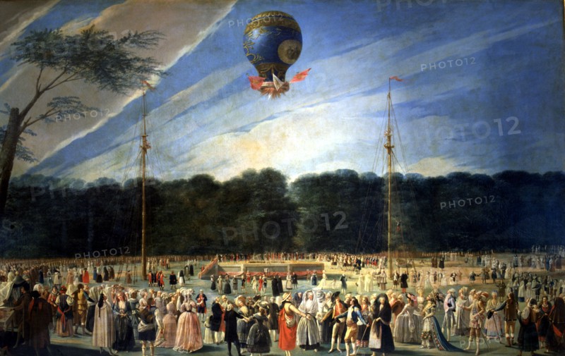 Ascent of a Montgolfier Balloon in Madrid, oil on canvas by Antonio Carnicero.
