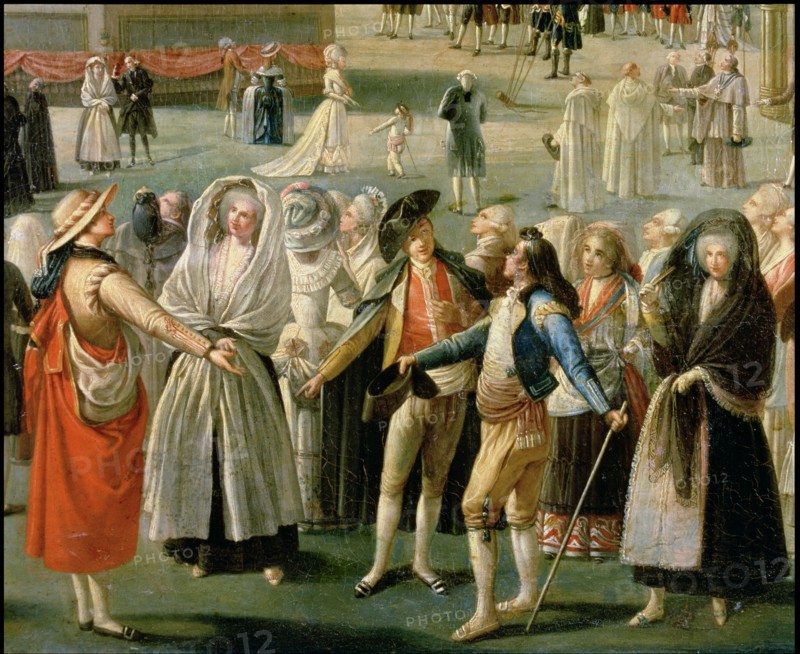Detail of 'Montgolfier balloon ascension in Madrid', oil on canvas by Antonio Carnicero.