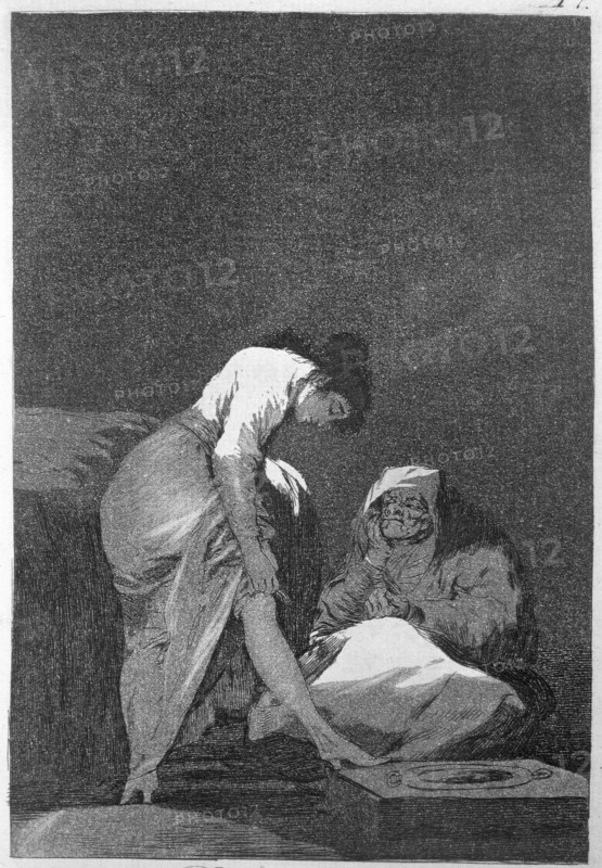 Los Caprichos, series of etchings by Francisco de Goya (1746-1828), plate 17: 'Bien tirada está' ?