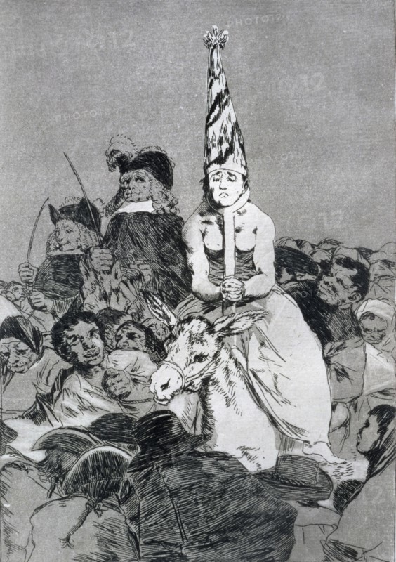Los Caprichos, series of etchings by Francisco de Goya (1746-1828), plate 24: 'No hubo remedio' (?