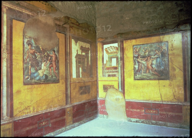 Frescoes on the walls of the House of Vettii in Pompeii.