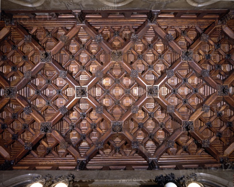 Coffered ceiling of the lost steps room on the first floor of the Güell Palace, 1886-1890, design?
