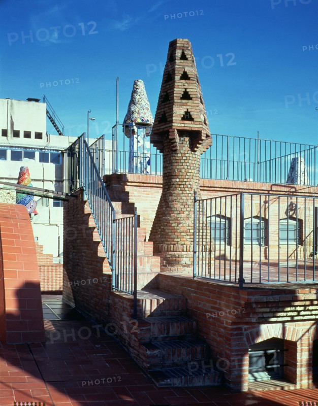 Perspective of the chimneys in the west area of the Güell Palace 1886-1890, designed by Antoni Ga?