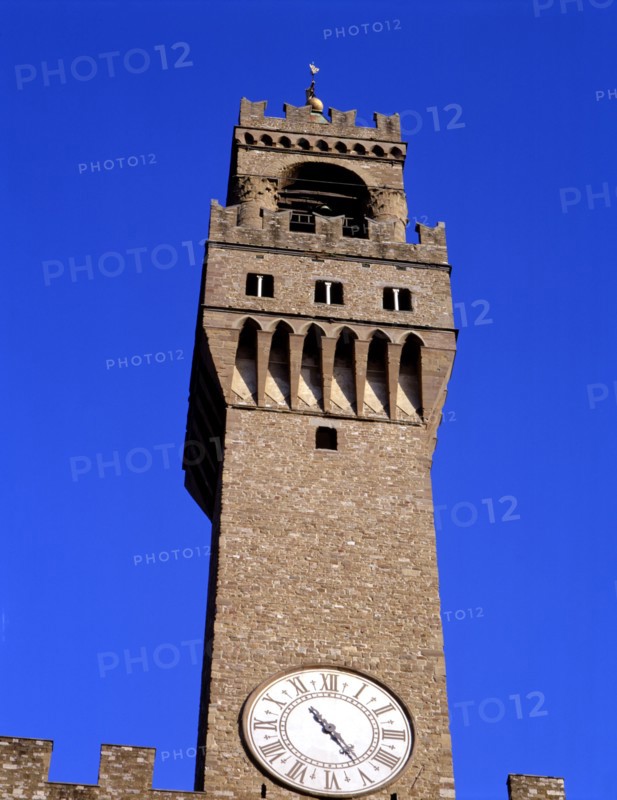 Detail of the tower of the Palazzo Vecchio.
