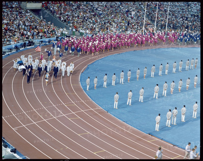 Parade of athletes at the opening ceremony of the 1992 Barcelona Olympic Games.