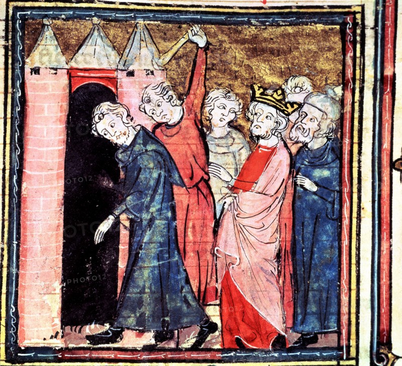 Conspiracy against Louis I the Pious, 'Emperor of the West', miniature in 'Great Chronicles of Fr?