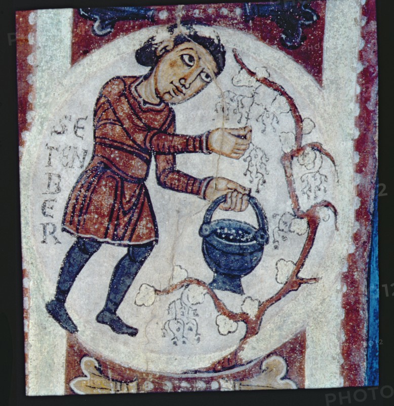 Detail of the 'Agricultural calendar' from the intrados of an arch of the Royal Pantheon, represe?