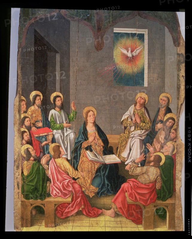 'Pentecost', oil on panel, altarpiece of the Fernando Gallego workshop.