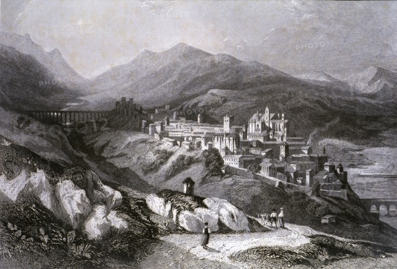 View of the city of Plasencia (Cáceres), engraving in 'Voyage Pittoresque en Espagne et en Portug?