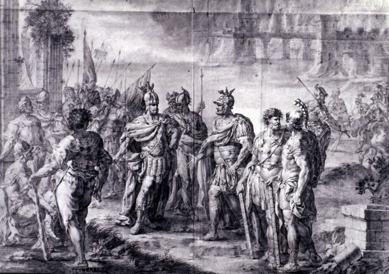 The Visigothic King Suintila (d. 634 d.C.) expels the Byzantines from the Peninsula, engraving fr?