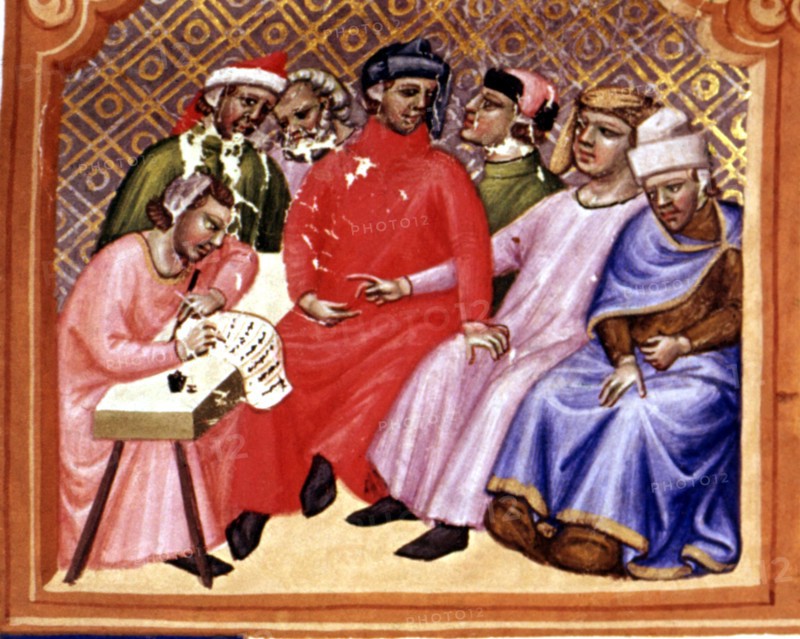 Miniature in 'Codex Justinian Institutiones Feodorum et Alia', illuminated manuscript, c. 1300.