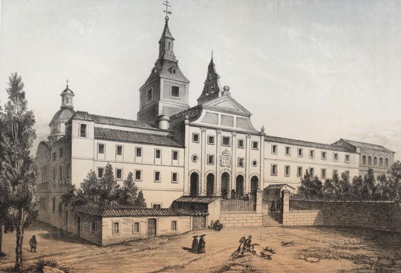 Old Convent and Church of the Augustinian Recollects, built in 1592, engraving 1870.