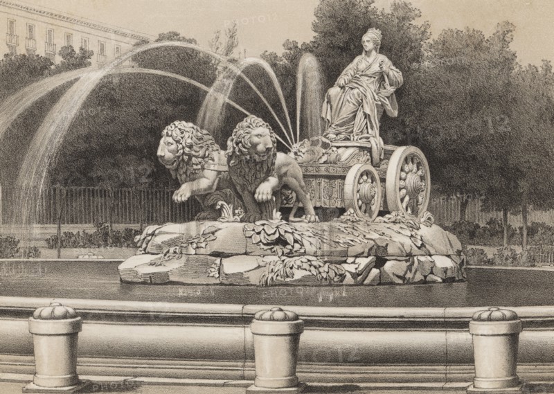 Cibeles Fountain of Madrid, was installed in 1782, work by Francisco Gutiérrez, Roberto Michel an?
