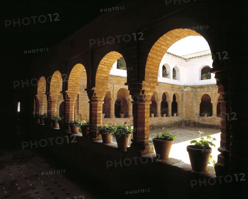 Interior of the Mudejar cloister in the monastery of La Rabida.