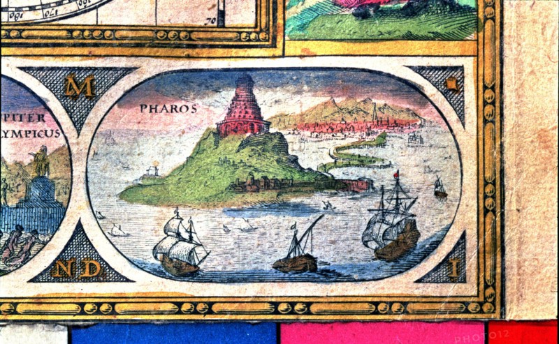 View of the Faro island at the mouth of the Nile, famous for its lighthouse built between 300-280?