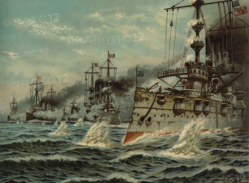 Naval Battle of Santiago de Cuba, 1898, navy from Spain and from the United States of America.