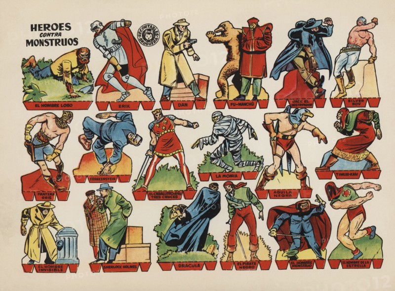 Children cut-out from the series 'Heroes vs. Monsters' by Bruguera publishers, Barcelona, ??1945.