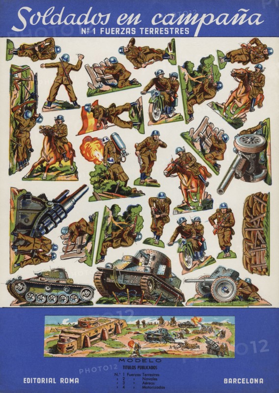 Children cut-out, number one of 'Soldiers in the field,' Roma publishers, 1943.