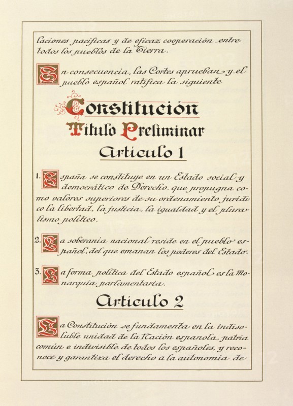 Preliminary Title, Article 1 of the Spanish Constitution of 1978.