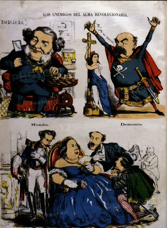 Provisional Government 1869 - 1870, political cartoon with the characters: S. Olozaga, L. Gonzale?