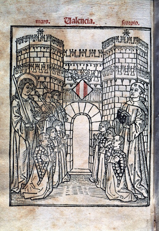 Cover of the edition printed in 1499 'Regiment de la Cosa Pública' (Regime of Public Affairs) wit?