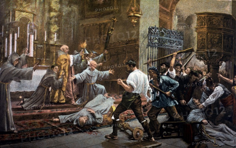 Slaughter of the friars of San Francisco el Grande accused of poisoning public waters, Madrid Jul?