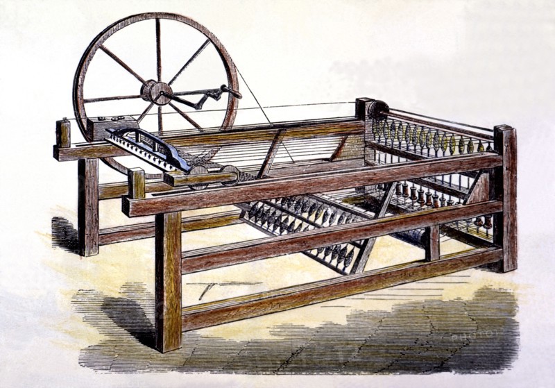 Hargreaves spinner, invented in 1768, also known as 'Spinning Jenny'.