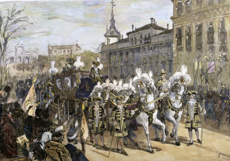 Wedding María de las Mercedes, royal entourage', Alfonso XII, King of Spain (1857-1885), drawing ?