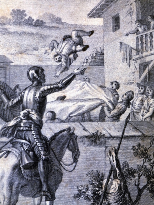 Engraving in an episode of Don Quixote, in 'El Ingenioso Hidalgo Don Quijote de la Mancha' (The I?