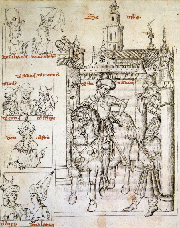 Taking Seville by Ferdinand III 'The Saint', illustration in the manuscript 'Geology of the Kings?